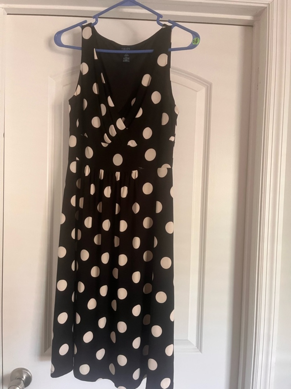 Chaps Black and White Polka Dot Midi Dress